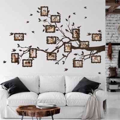 INSPIO Samolepka na zeď - Větev na rodokmen pro fotky 9x13cm stromy , dřevěný design rozměry 165x115