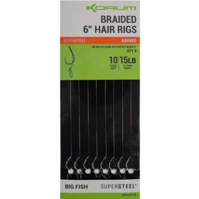 Korum Hotové návazce Big Fish Braided Hair Rigs 6" vel.10 8ks – Zbozi.Blesk.cz