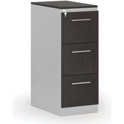 Primo Kovová zásuvková kartotéka s dřevěnými čely A4 3 zásuvky šedá/wenge – Zboží Dáma