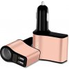 Nabíječka k GPS navigacím CL adaptér HOCO Z10 1x CL hnízdo 2x USB A 2,1A barva černá / rose gold