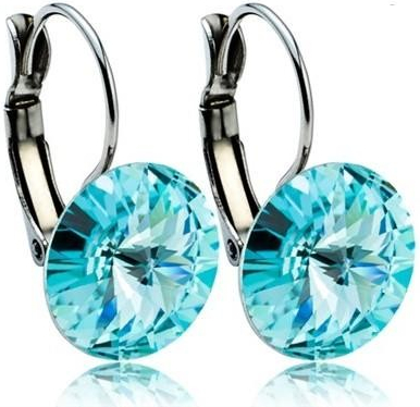 Swarovski Elements Rivoli stříbrné visací modré kulaté 31106.3 Light Turquoise modrá světlá tyrkysová