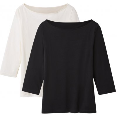 esmara Dámské triko s 3/4 rukávy s BIO bavlnou, 2 kusy černá/bílá – Zboží Dáma esmara Dámské triko s 3/4 rukávy s BIO bavlnou, 2 kusy černá/bílá – Zboží Dáma