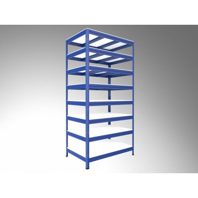 Biedrax Regál do domácnosti 45 x 90 x 210 cm, modrý, 8 polic bílé lamino 12mm, nosnost 300 kg na polici – Zboží Mobilmania