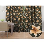 Biante Bavlněný závěs Sandra SA-736 Hnědooranžové květy vanilky na tmavě zeleném 150x190 cm – Zboží Dáma