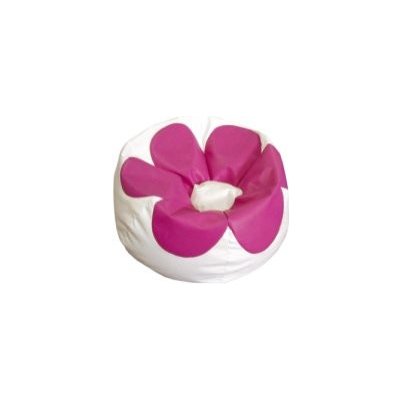 Flower ANTARES Sedací pytel 90x90x55cm koženka bílá/růžová – Zboží Mobilmania