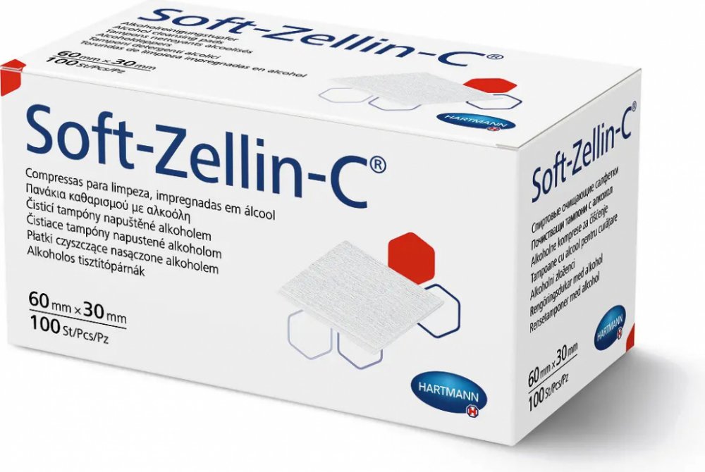 Soft-Zellin Tampon impregnovaný s alkoholem 60 x 30mm 100 ks |  Srovnanicen.cz