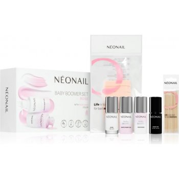 NeoNail Baby Boomer Baby Boomer Rose Base podkladový lak pro gelové nehty 7,2 ml + Baby Boomer White Paint Gel gelový lak na nehty 6,5 ml + Gum Peel-Off ochranný gel na nehtovou kůžičku 7,2 ml + Hard