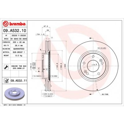 Brzdový kotouč BREMBO 09.A532.10 | Zboží Auto