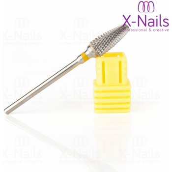 X Nails karbidová brusná fréza na nehty KUŽEL žlutý pruh 01