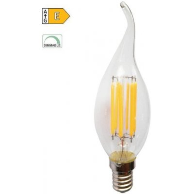 Diolamp LED Filament žárovka čirá Candle Flame CF35 5W/230V/E14/2700K/680Lm/360°/Dim – Hledejceny.cz