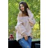Dámský svetr a pulovr Fashionweek Oversize elegantní svetr s carmen výstřihem JK19 LILI světle růžová