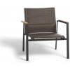 Zahradní židle a křeslo Diphano Hliníkové stohovatelné nízké křeslo s teakovou područkou Selecta, 71x68x66cm, rám hliník bílá (white), výplet Batyline šedobéžová (sand), područky teak