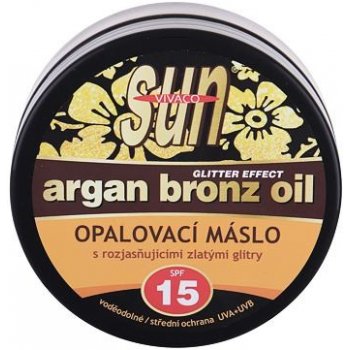 Vivaco Sun Glitter effect opalovací máslo s bio arganovým olejem SPF15 200 ml