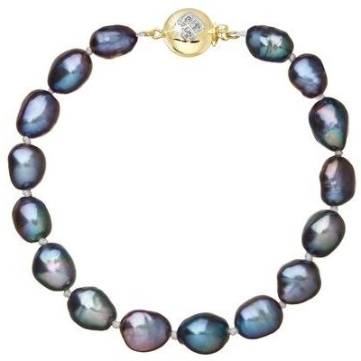 Evolution Group perlový náramek z říčních perel se zapínáním ze 14 karátového zlata 923011.3/9270A peacock