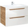 Koupelnový nábytek COMAD ARUBA 821 white, šířka 80 cm, dub craft/lesklá bílá