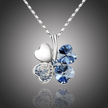 Sisi Jewelry Náhrdelník Swarovski elements čtyřlístek pro štěstí světle modrý NH1043-N9554-13