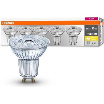 Osram sada 5x LED žárovka GU10, PAR16, 2,6W, 230lm, 2700K, teplá bílá