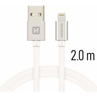 Swissten 71523303 USB 2.0, zástrčka A - zástrčka Lightning, opletený, 2m, stříbrný – Zboží Mobilmania