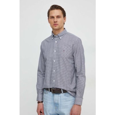 Tommy Hilfiger bavlněná košile regular s límečkem button-down MW0MW33776 černá – Zboží Mobilmania