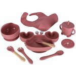 KIK Silikónový riad pre deti krab sada tmavo ružová 19 ks – Zboží Dáma