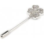 Ozdobný špendlík čtyřlístek 17x51 mm Varianta: stříbrná, Balení: 5 ks – Sleviste.cz