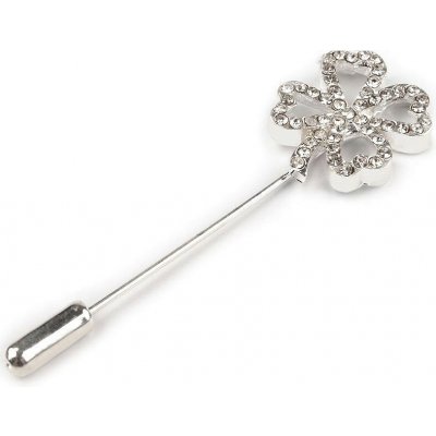 Ozdobný špendlík čtyřlístek 17x51 mm Varianta: stříbrná, Balení: 5 ks – Sleviste.cz
