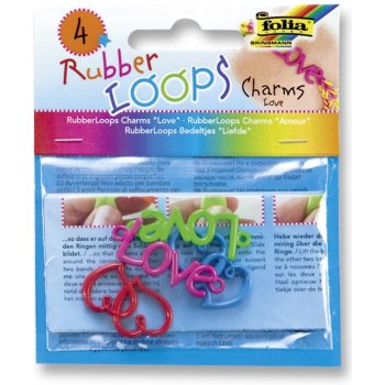 Přívěšky pro výrobu náramků z gumiček RUBBER LOOPS - LOVE 4ks