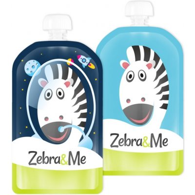 Zebra & Me kapsičky 150 ml pro opakované použití kosmonaut + zebra 2ks