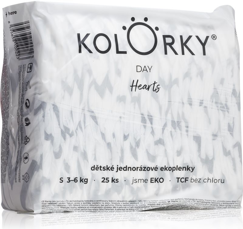 Kolorky Day Hearts EKO S 3-6 Kg 25 ks
