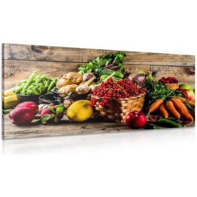 Obraz čerstvé ovoce a zelenina - 100x50 cm – Zboží Mobilmania