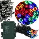 SPRINGOS LED světelný řetěz 10m 100LED 8 funkcí časovač 3xAA IP44 multicolor – Hledejceny.cz
