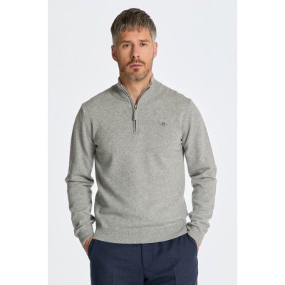 Gant Superfine Lambswool Half Zip šedá – Zboží Mobilmania