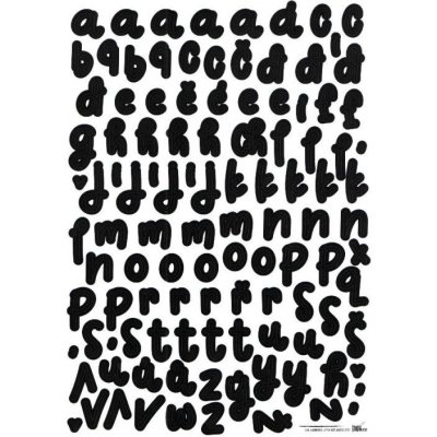 HuráPapír Samolepky A4 abeceda psací písmena černá č.1