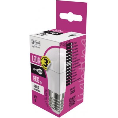 Emos LED žárovka CLASSIC MINI GL 8W60W 806lm E27 neutrální bílá – Hledejceny.cz
