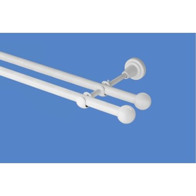 OK-GarnýžeCZ Garnýž kovová dvouřadá 16mm Koule bílá 160 cm do stěny / na tunýlek - bez kroužků – Hledejceny.cz