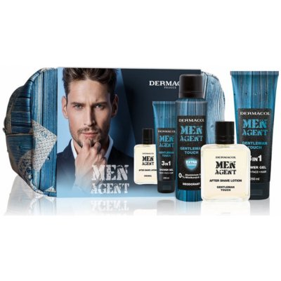 Dermacol Men Agent Gentleman Touch sprchový gel 250 ml + deospray 150 ml + voda po holení 100 ml + etue pro muže dárková sada – Zboží Mobilmania