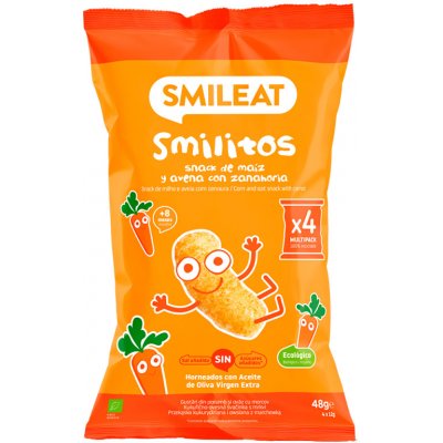 Smileat Bio kukuřičné křupky mrkev s olivovým olejem a vit. B1 4 x 12 g – Zboží Dáma