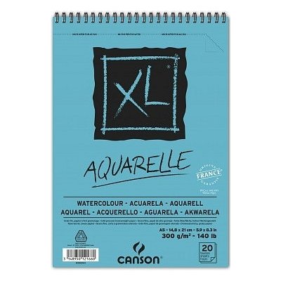 Canson Skicák na mokré techniky XL Aquarelle s kroužkovou vazbou 300g m2 20ks A5 – Hledejceny.cz