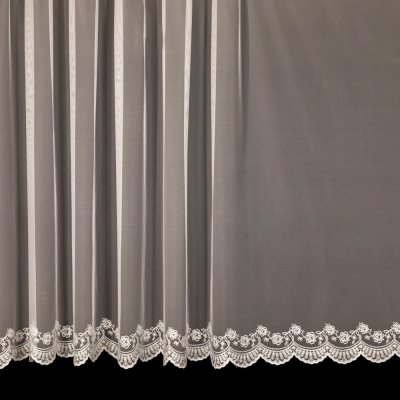 Rand tylová záclona CAMILA/1 vyšívané růžičky, s bordurou, krémová, výška 120cm (v metráži)