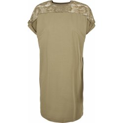 Urban Classics Ladies krátké šaty Lace Tee Dress khaki