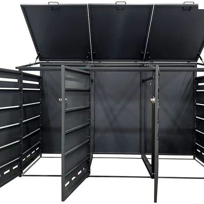 Scorpion elektro s.r.o Přístřešek na 3 popelnice D04GW3 antracit/hnědý – Zboží Mobilmania