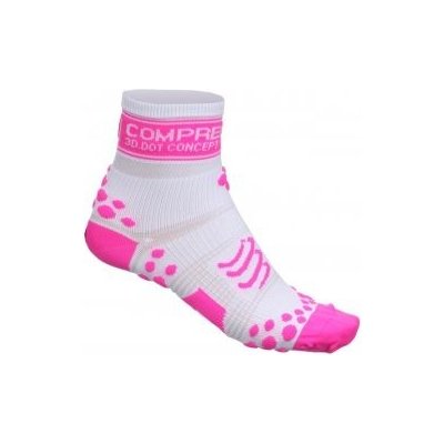 Compressport Pro Racing RUN SOCKS V2 high bílé s růžovými výstupky – Hledejceny.cz