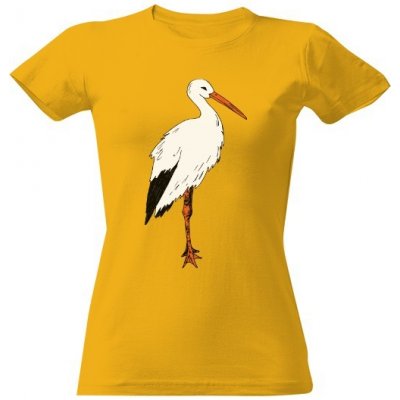 Tričko s potiskem čáp dámské Zlatá – Sleviste.cz
