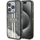Pouzdro a kryt na mobilní telefon Guess Fixed Glitter 4G Metal Logo Apple iPhone 15 Pro černé