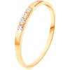 Prsteny Šperky eshop zlatý prsten 585 linie čtyř čirých briliantů tenká lesklá ramena BT500.36