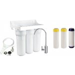 Trojitý filtr 10"x2,5" na dusičnany, zvýšení pH,Mg,Ca s aktivním antibakteriálním uhlím Sada pro jednoduché připojení filtru k roháčku a baterii: č. 1 pro připojení běžné dřezové baterie – Hledejceny.cz