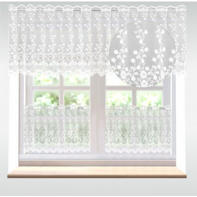 Záclona řecký tyl Zámecké květy vitrážka metráž bílá cena od - 70 cm 12511 – Zboží Mobilmania