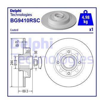 Brzdový kotouč DELPHI BG9410RSC