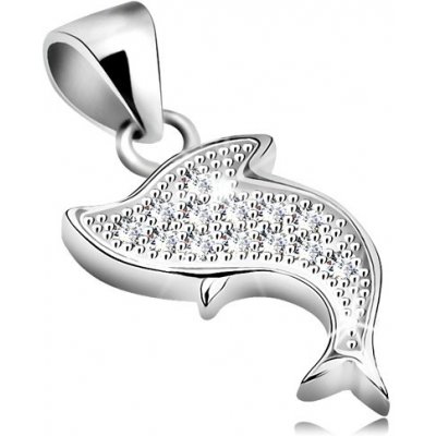 Šperky eshop Přívěsek ze stříbra 925 rhodiovaný skákající delfín s čirými zirkony AA17.22 – Zbozi.Blesk.cz