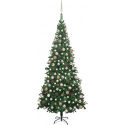vidaXL Umělý vánoční stromek s LED a sadou koulí L 240 cm zelený